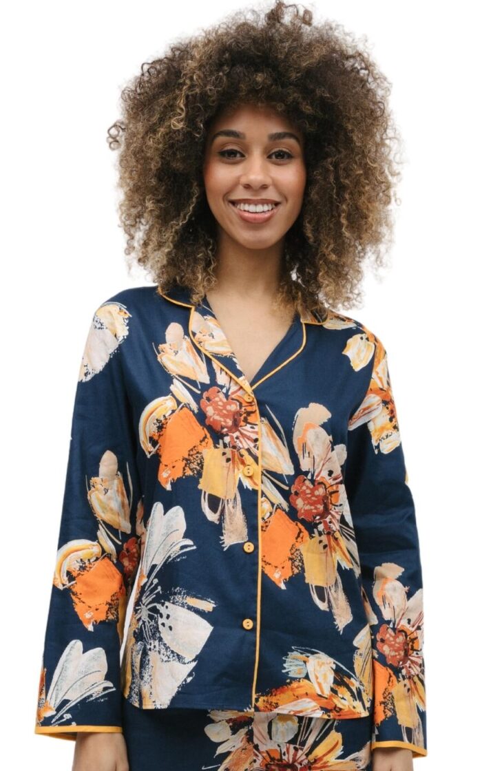 Cyberjammies Cosmo Pyjama Top - Navy Floral Print - 3XL - 20
