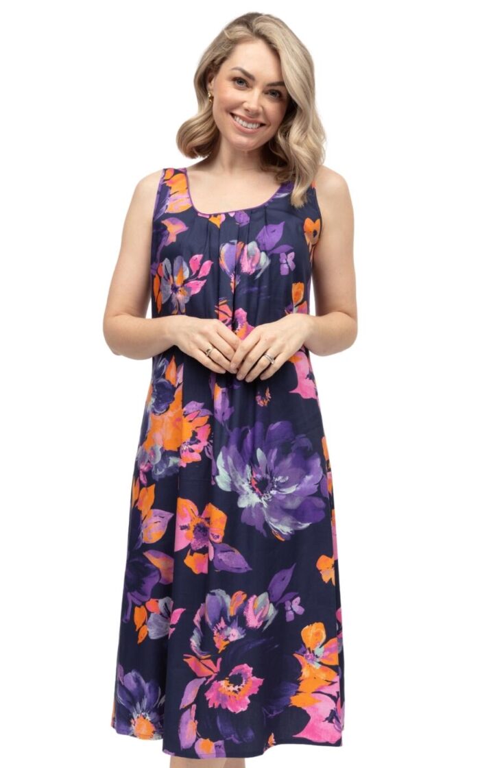 Cyberjammies Edie Floral Print Long Nightdress - Navy Mix - XL - 16