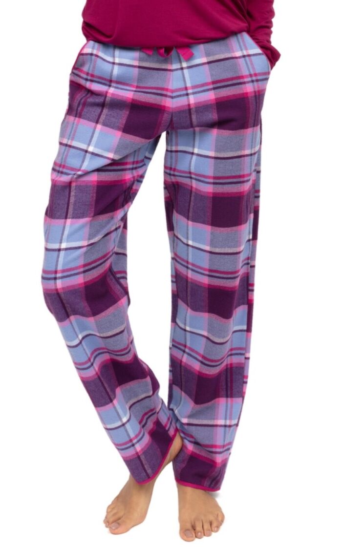 Cyberjammies Hazel Brushed Check Pyjama Bottoms - Dark Purple Mix - XS - 8