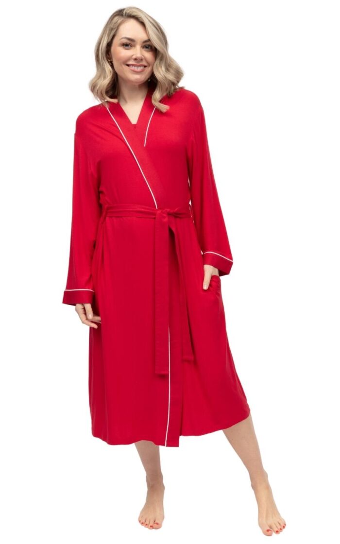 Cyberjammies Montana Jersey Long Dressing Gown - Red - M - 12