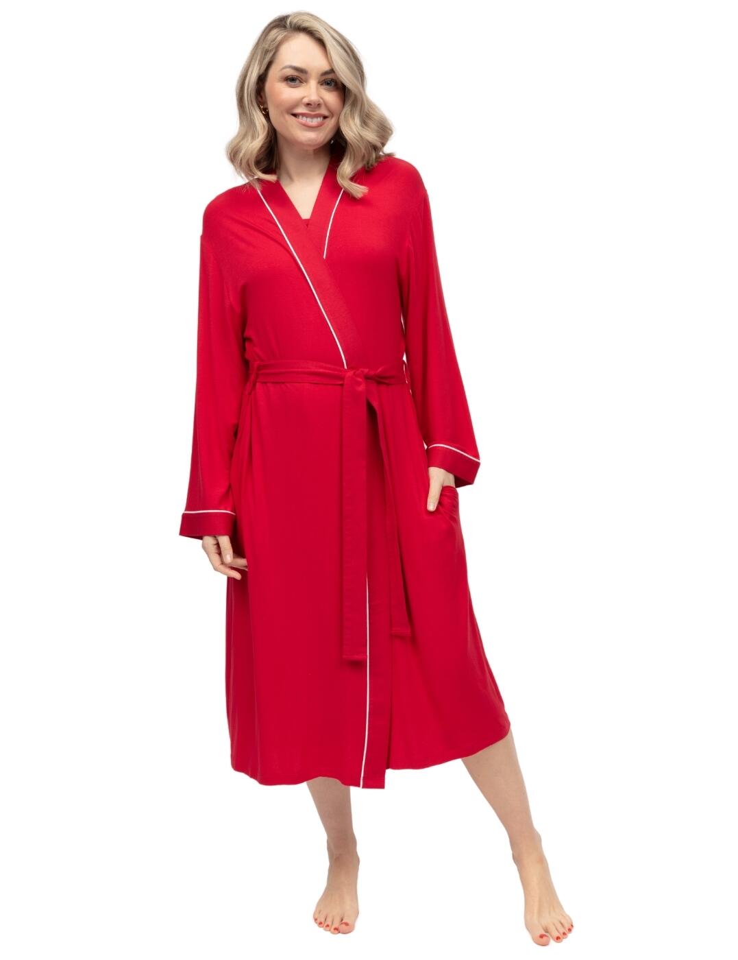 Cyberjammies Montana Jersey Long Dressing Gown - Red - M - 12