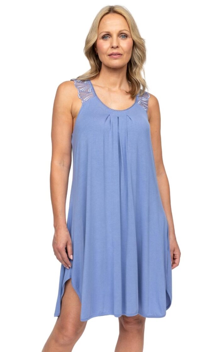 Cyberjammies Nora Rose Brooke Jersey Swing Nightdress - Cornflower Blue - 2XL - 18