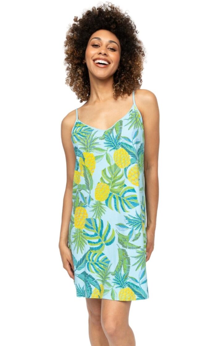 Cyberjammies Paige Short Nightdress - Light Blue Mix - S - 10