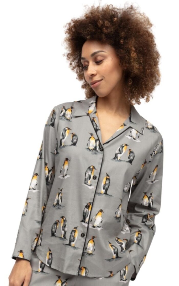 Cyberjammies Parker Penguin Print Pyjama Top - Grey Mix - 3XL - 20