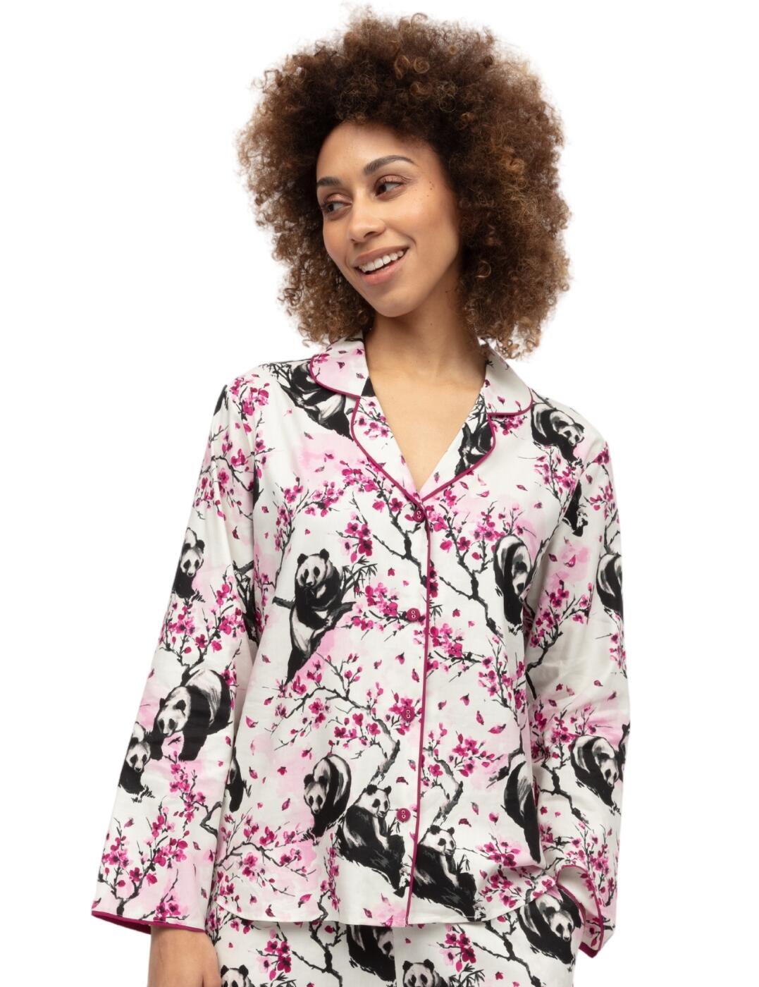 Cyberjammies Penelope Panda Print Pyjama Top - White Mix