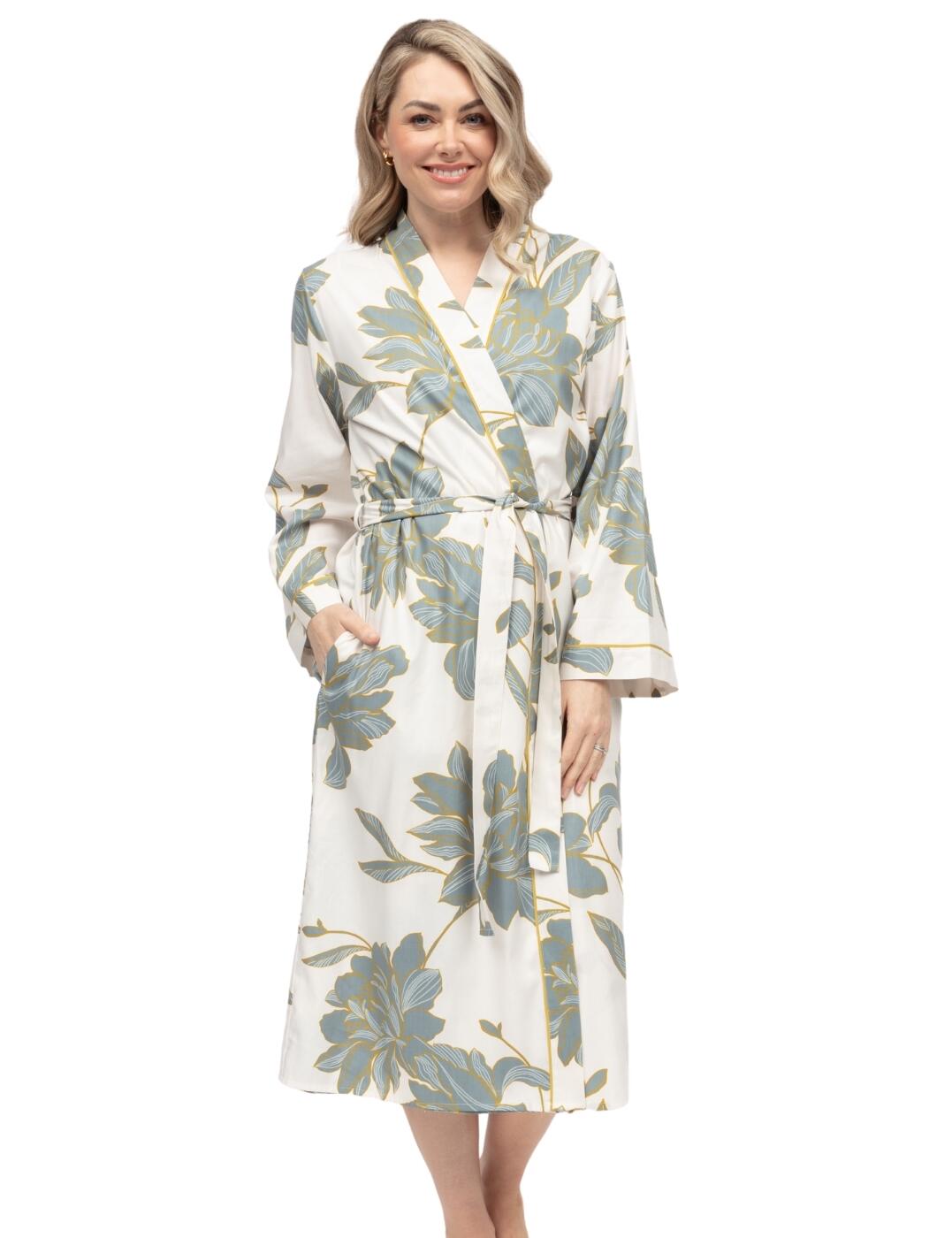Cyberjammies Piper Floral Print Long Dressing Gown - White Mix