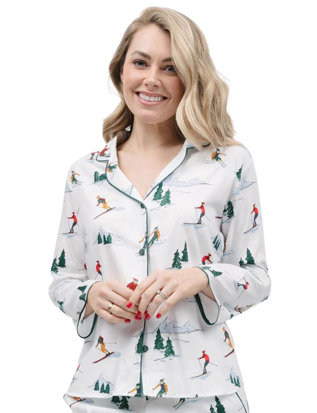 Cyberjammies Whistler Pyjama Top - White Ski Print - 3XL - 20