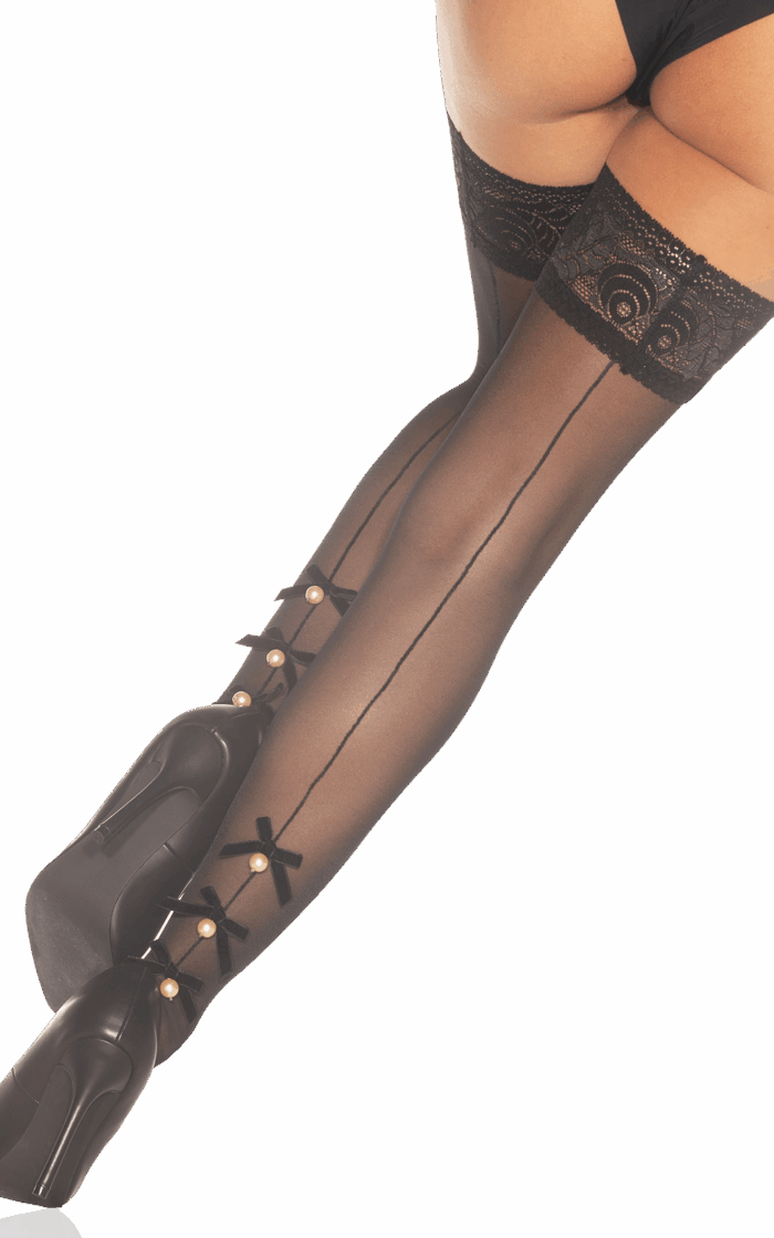 ELEONORA Back Seam With Bows & Pearls