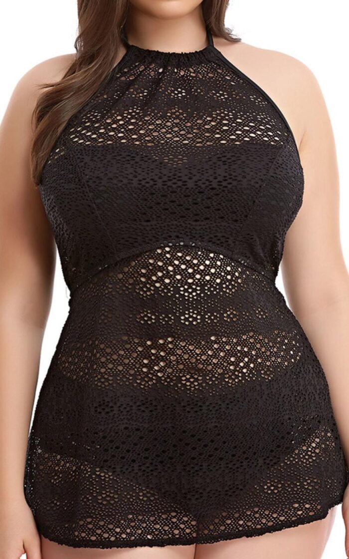 Elomi Indie High Neck Tankini Top Cover Up - Black - L - 14