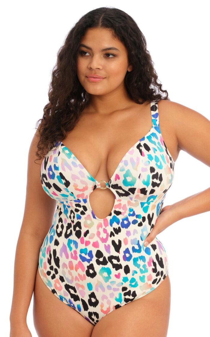 Elomi Party Bay Plunge Swimsuit - Multi - 36F/FF