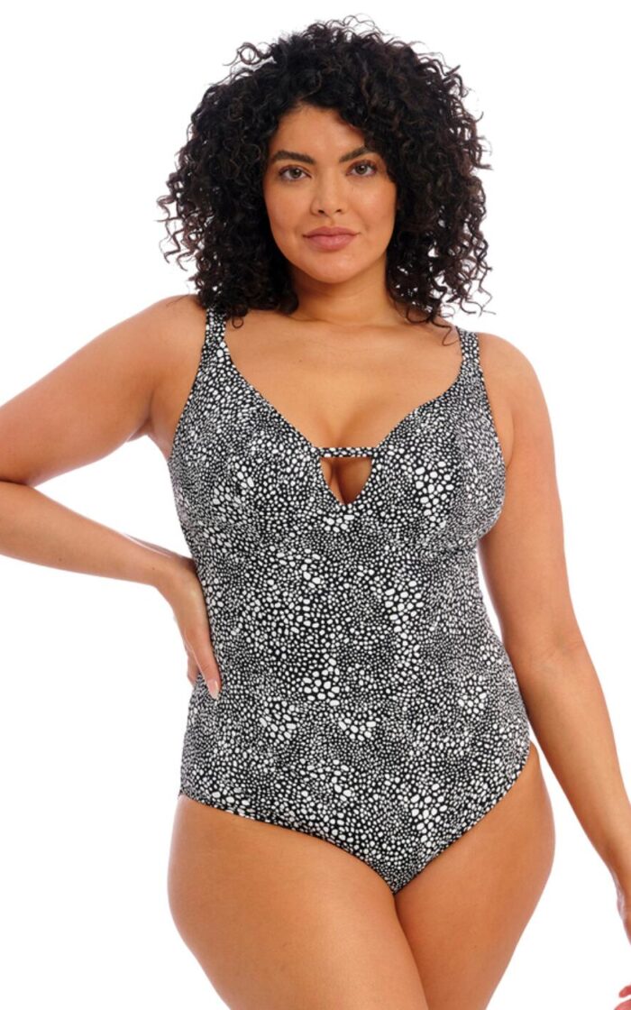 Elomi Pebble Cove Non Wired Swimsuit - Black - 36F/FF