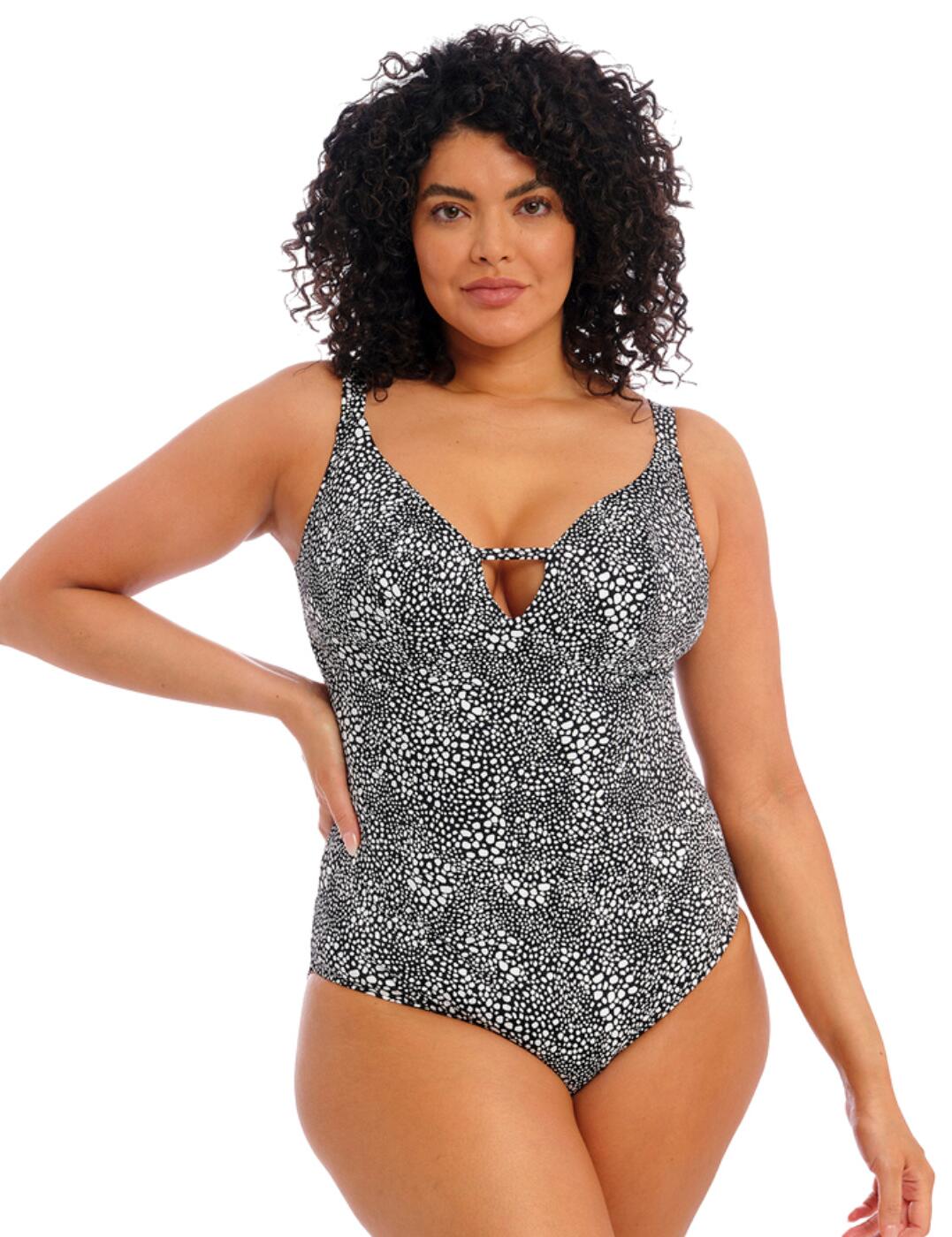 Elomi Pebble Cove Non Wired Swimsuit - Black - 36F/FF