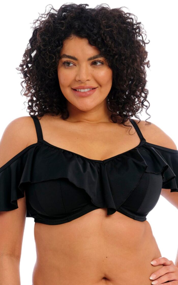 Elomi Plain Sailing Bardot Bikini Top - Black - 34G