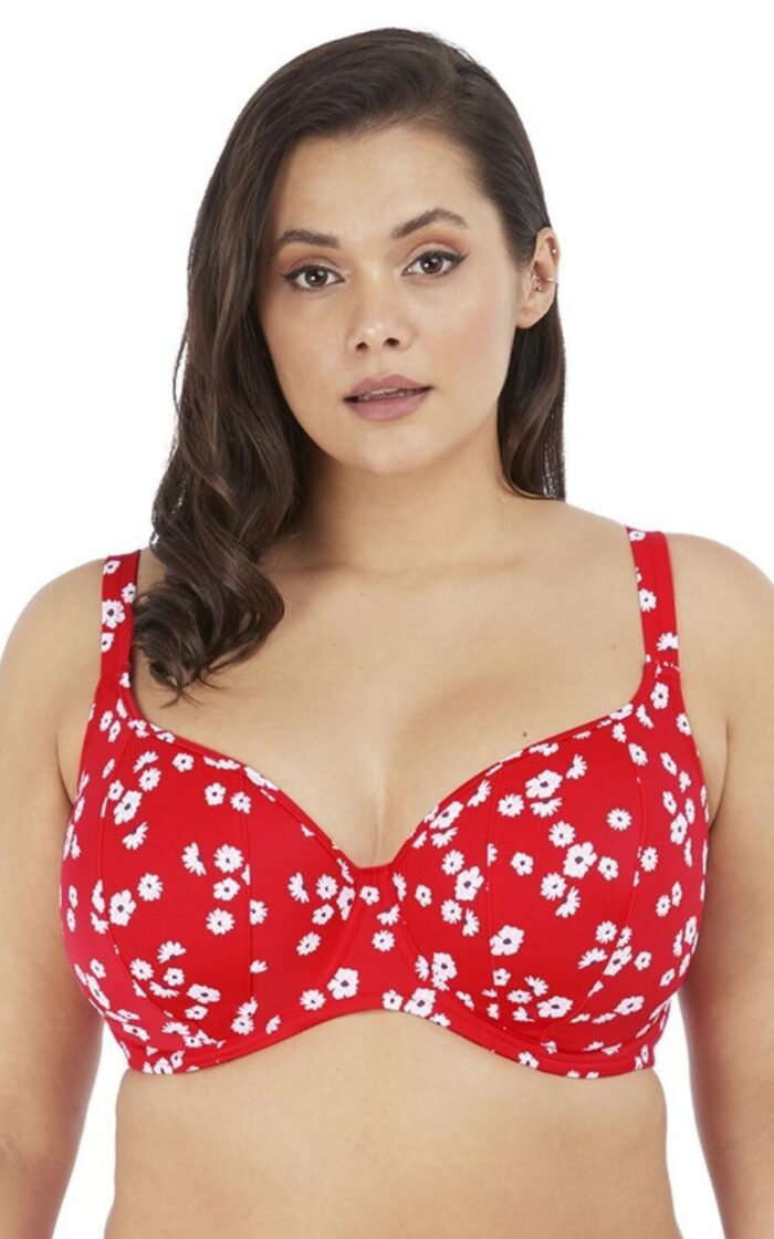 Elomi Plain Sailing Sweetheart Bikini Top - Red Floral - 36F