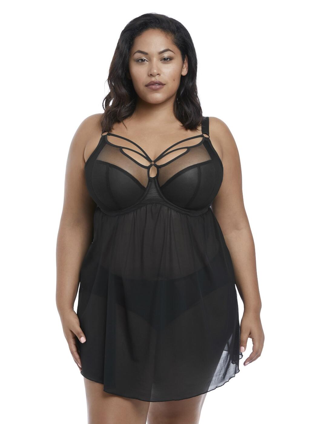 Elomi Sachi Babydoll - Black - 38FF