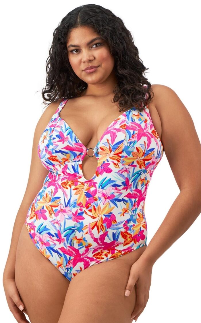 Elomi Savaneta Swimsuit - White - 36F