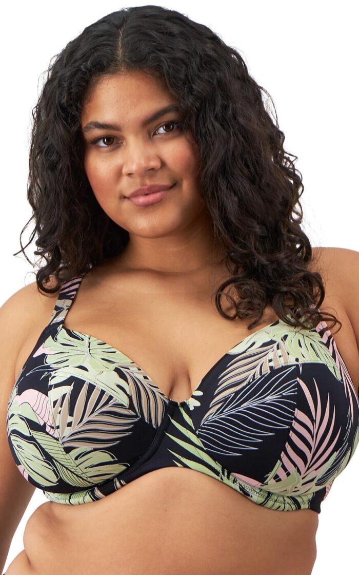 Elomi Tropical Retreat Plunge Bikini Top - Black - 34G