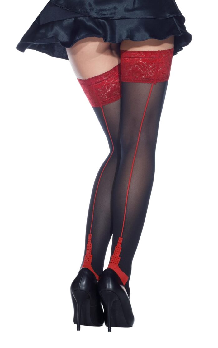 FEDERICA Sparkly Rhinestone Back Seam Thigh Highs