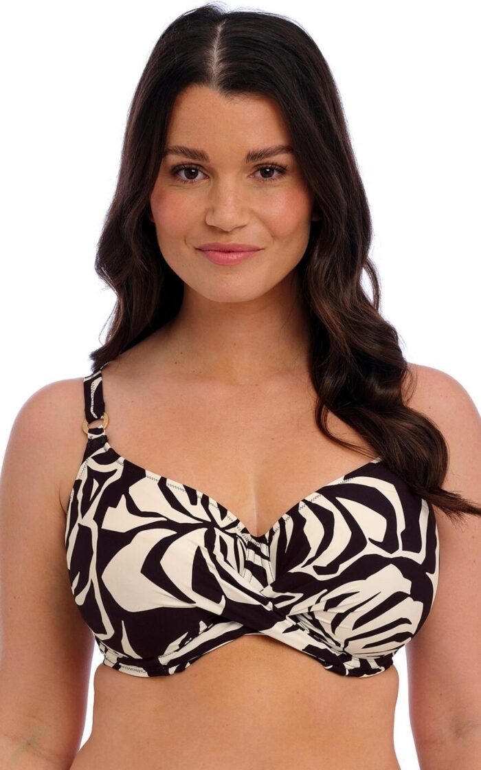 Fantasie Aruba Nights Underwired Full Cup Bikini Top - Black and Cream - 32F