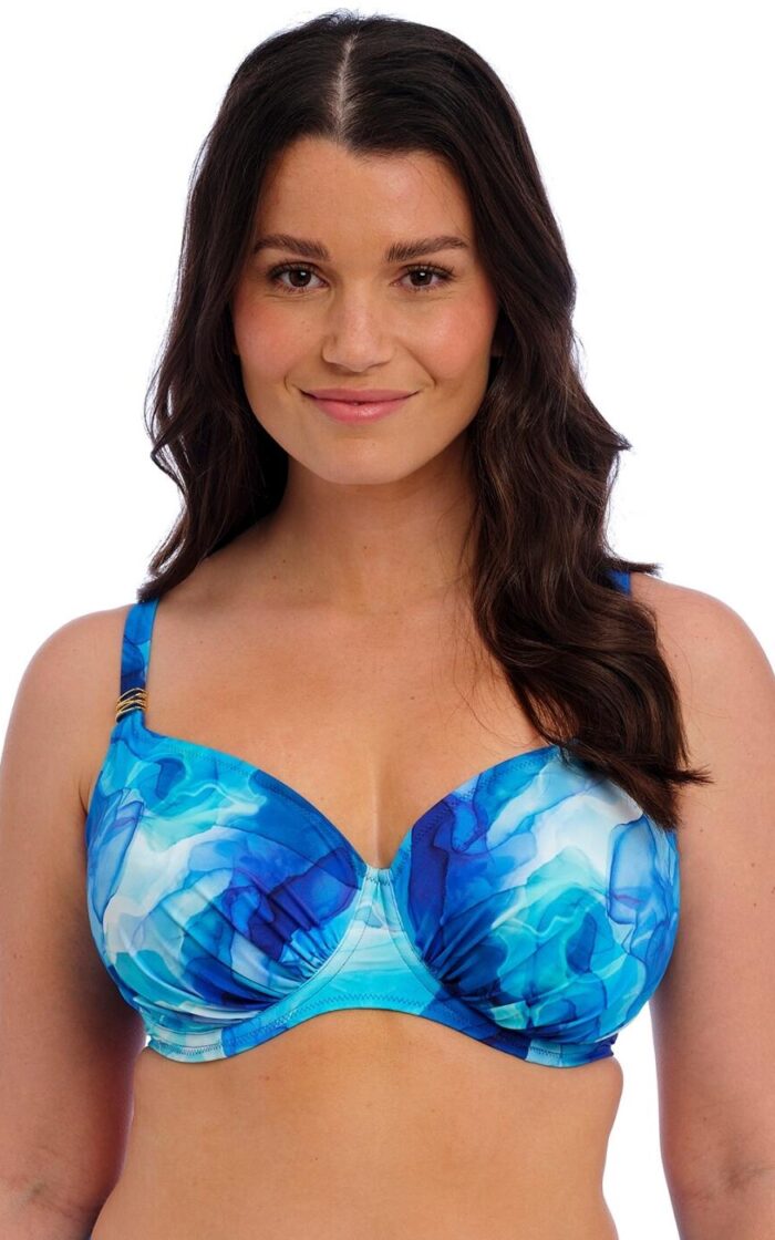 Fantasie Saunton Sands Underwired Gathered Full Cup Bikini Top - Dazzling Blue - 32F