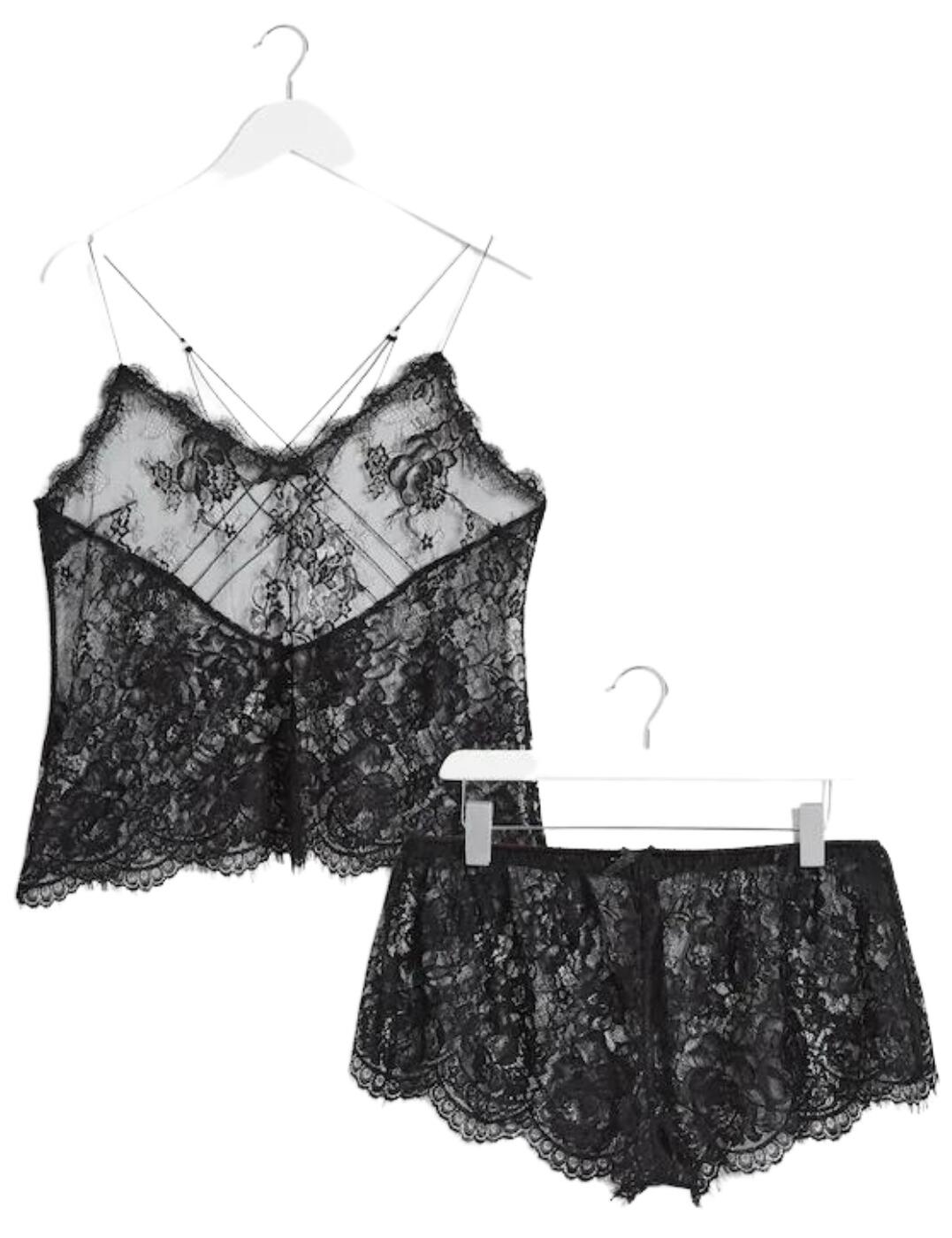 Figleaves Gigi Galloon Short Pyjama Set - Black - S - 10