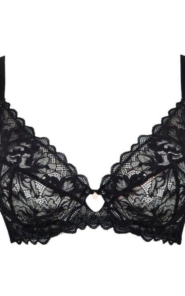 Figleaves Isla Lace Plunge Bra - Black - 32H
