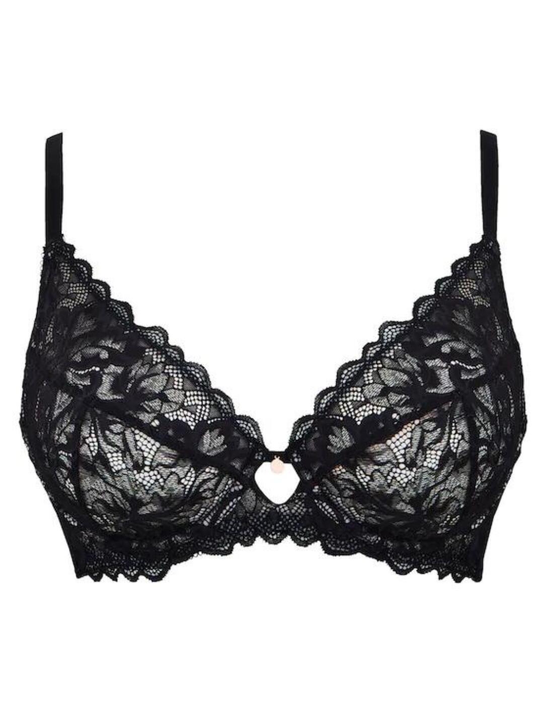 Figleaves Isla Lace Plunge Bra - Black - 32H