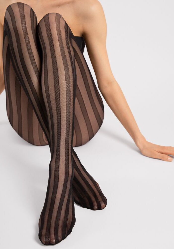 Fiore Raya Black Stripe Tights