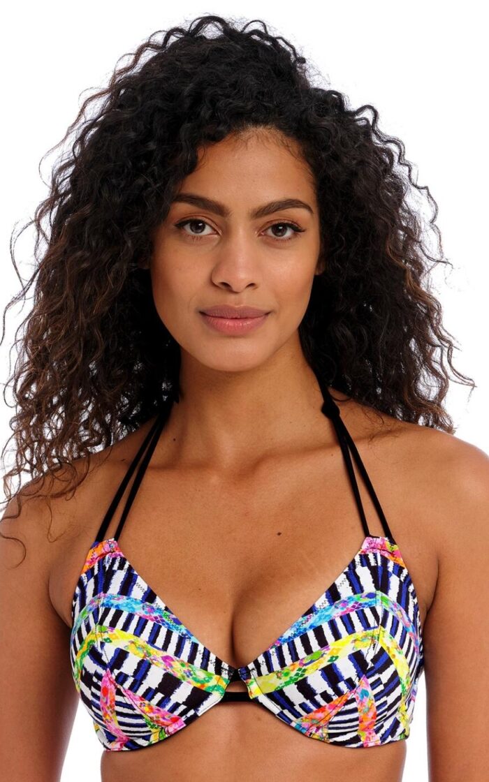 Freya Electro Rave Halter Bikini Top - Multi - 38DD