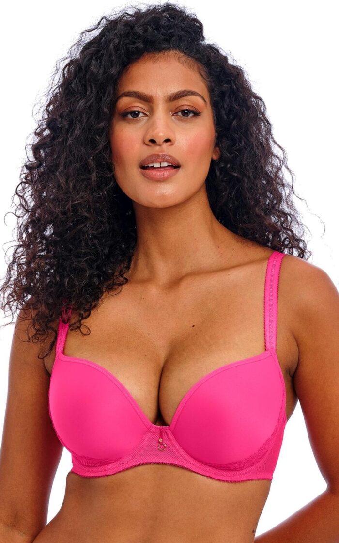 Freya Fascinate Underwired Moulded Plunge T Shirt Bra - Hot Pink - 30F