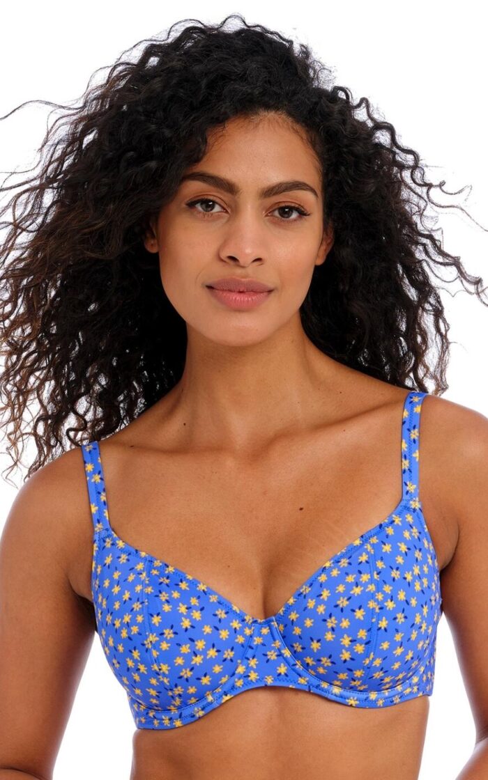 Freya Garden Disco Plunge Bikini Top - Bluebell - 30D