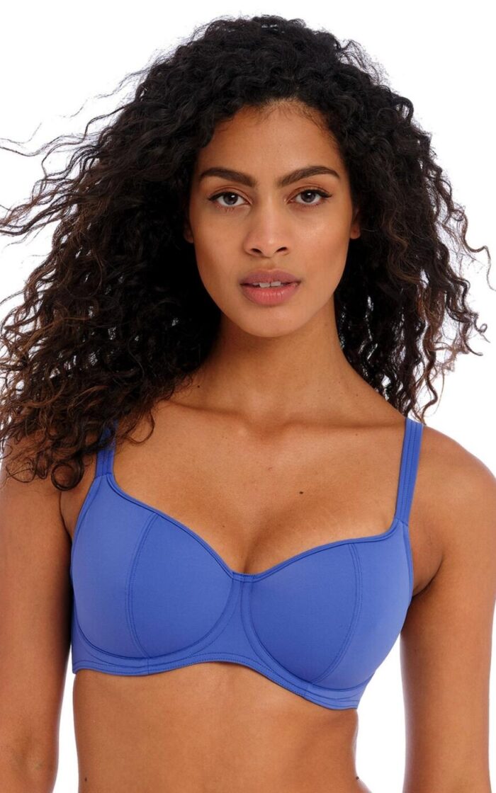Freya Jewel Cove Underwired Sweetheart Bikini Top - Plain Azure - 30E