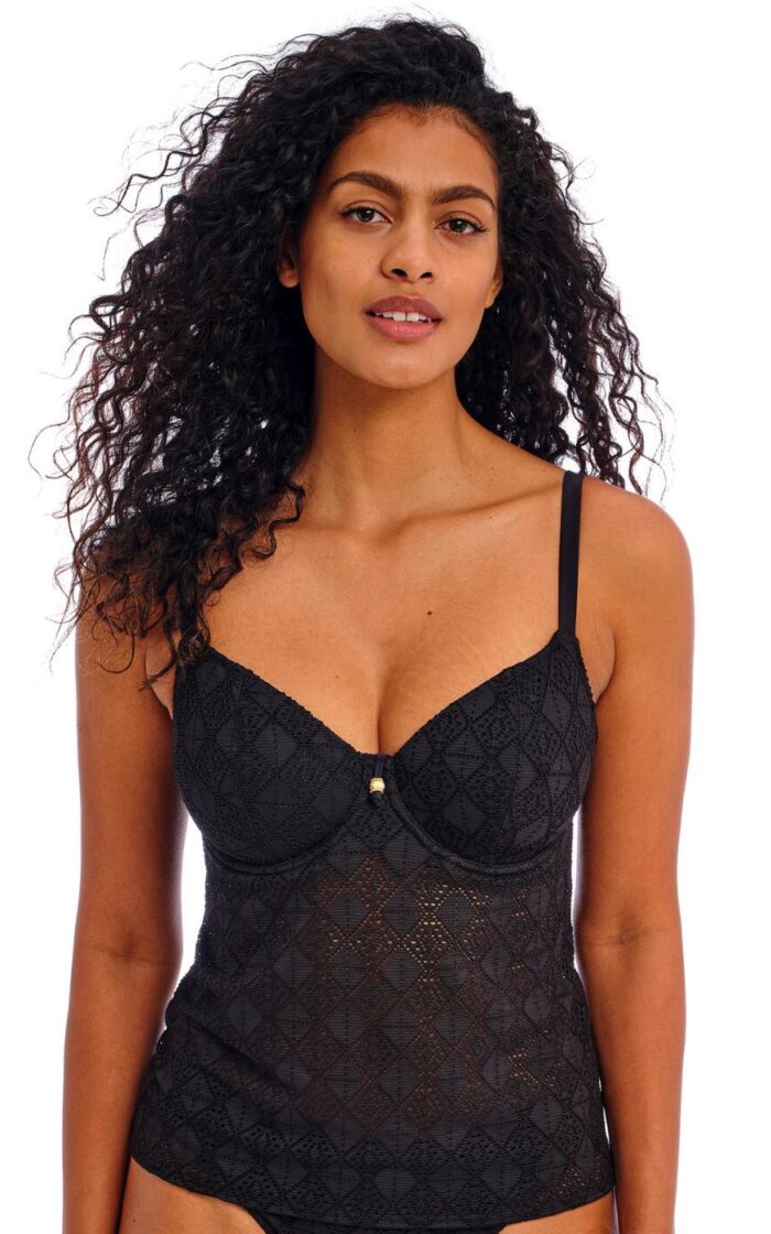 Freya Nomad Nights Plunge Tankini Top - Black - 30HH