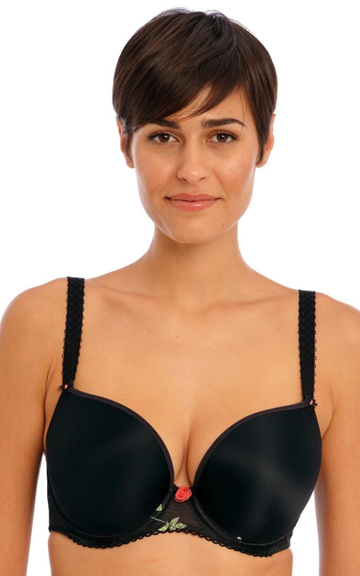 Freya Rose Blossom Moulded Plunge T Shirt Bra - Black - 30G
