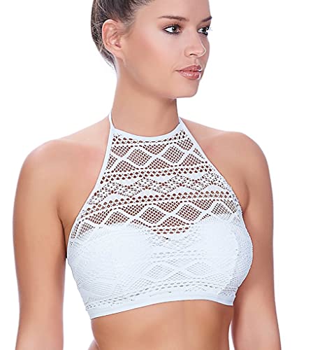 Freya Sundance High Neck Crop Bikini Top - White - 30DD