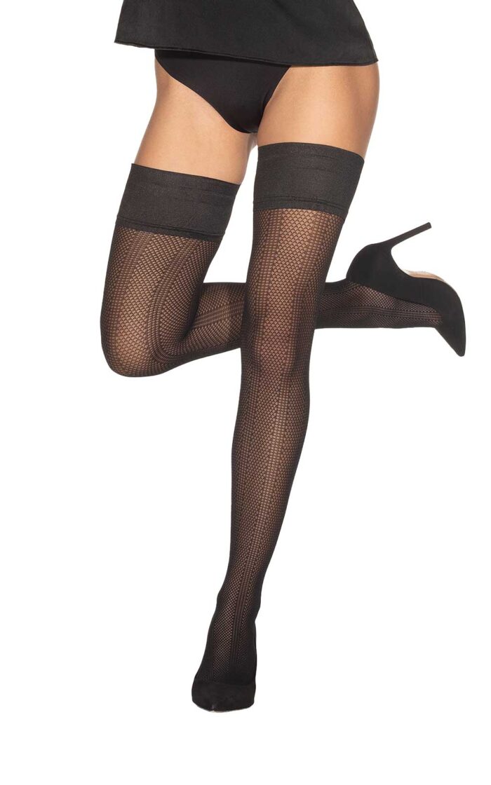 ILARIA Stripe Pointelle Thigh Highs