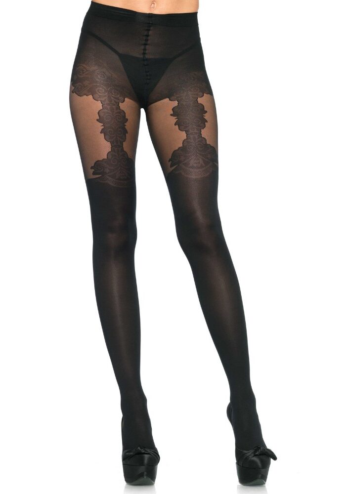 Leg Avenue Floral Mock Suspender Pantyhose