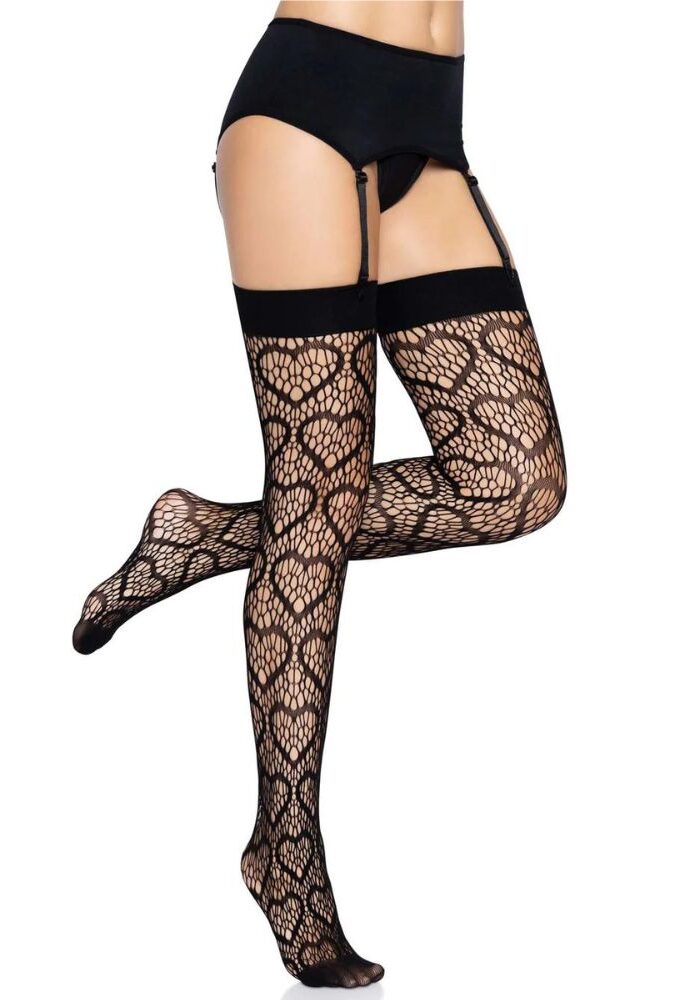 Leg Avenue Heart Fishnet Stockings