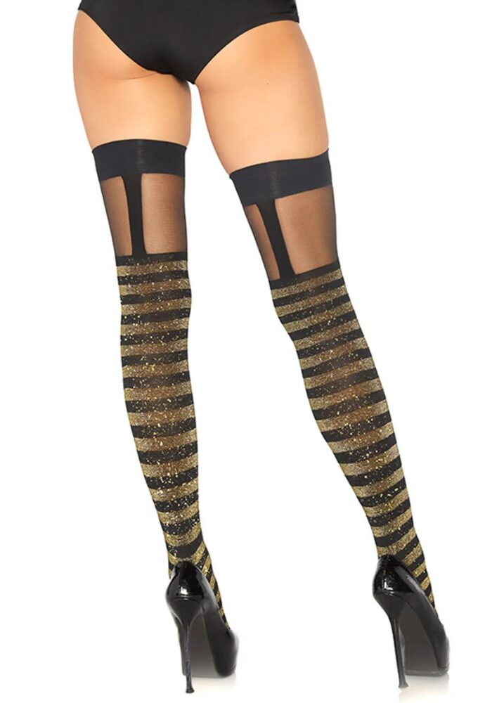 Leg Avenue Lurex Striped Thigh Highs