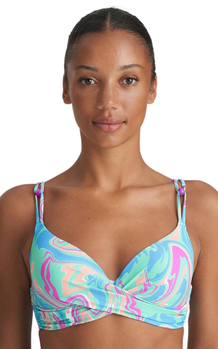 Marie Jo Arubani Padded Plunge Bikini Top - Ocean Swirl - 34D