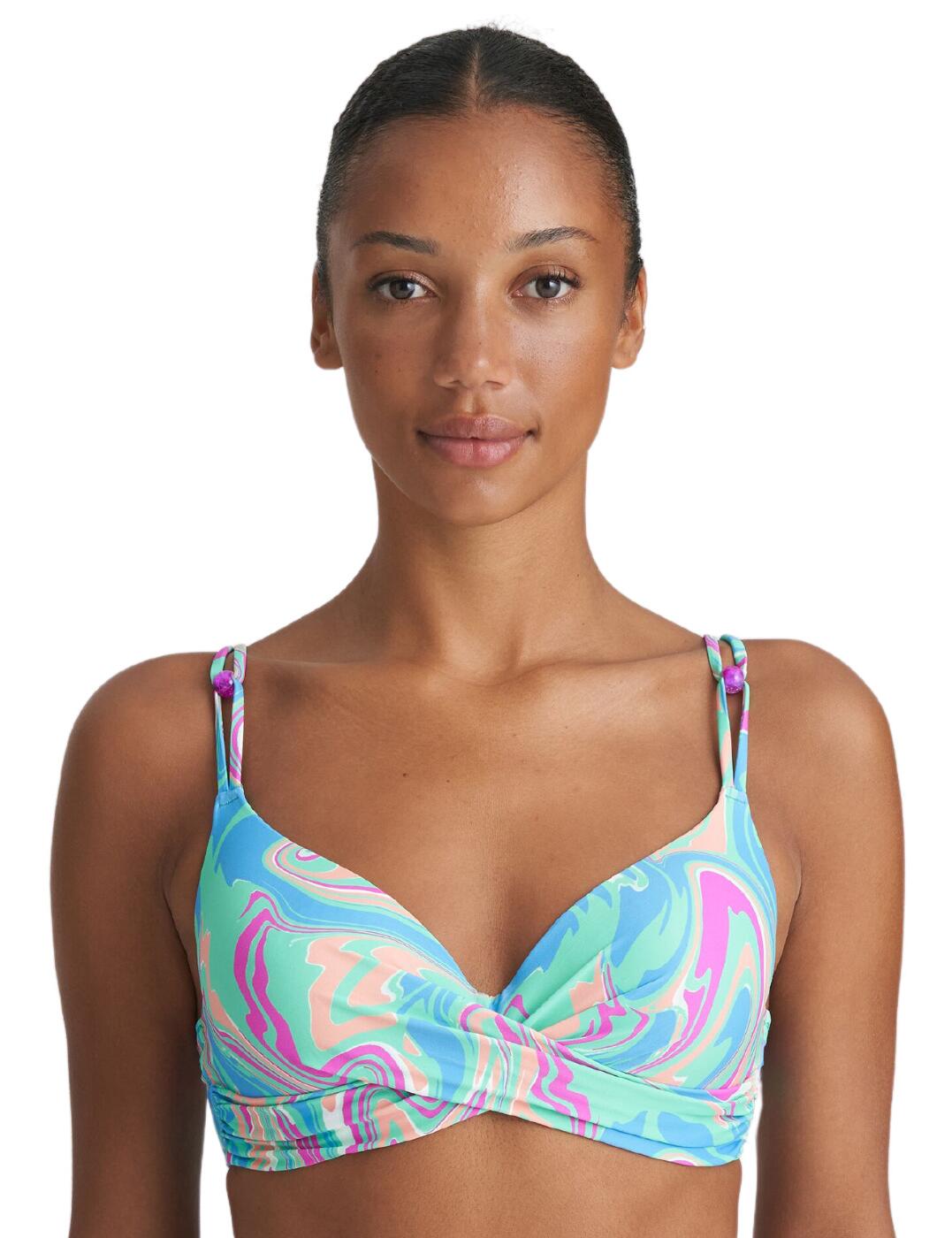 Marie Jo Arubani Padded Plunge Bikini Top - Ocean Swirl - 34D
