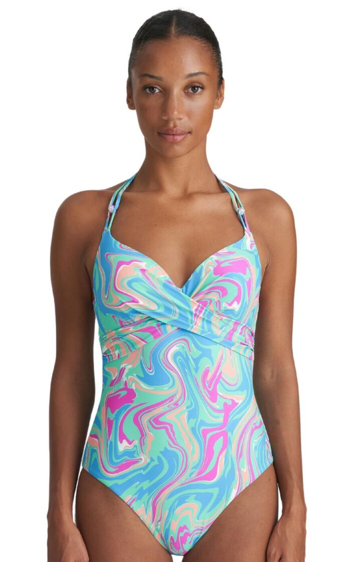 Marie Jo Arubani Plunge Swimsuit - Ocean Swirl - 36E