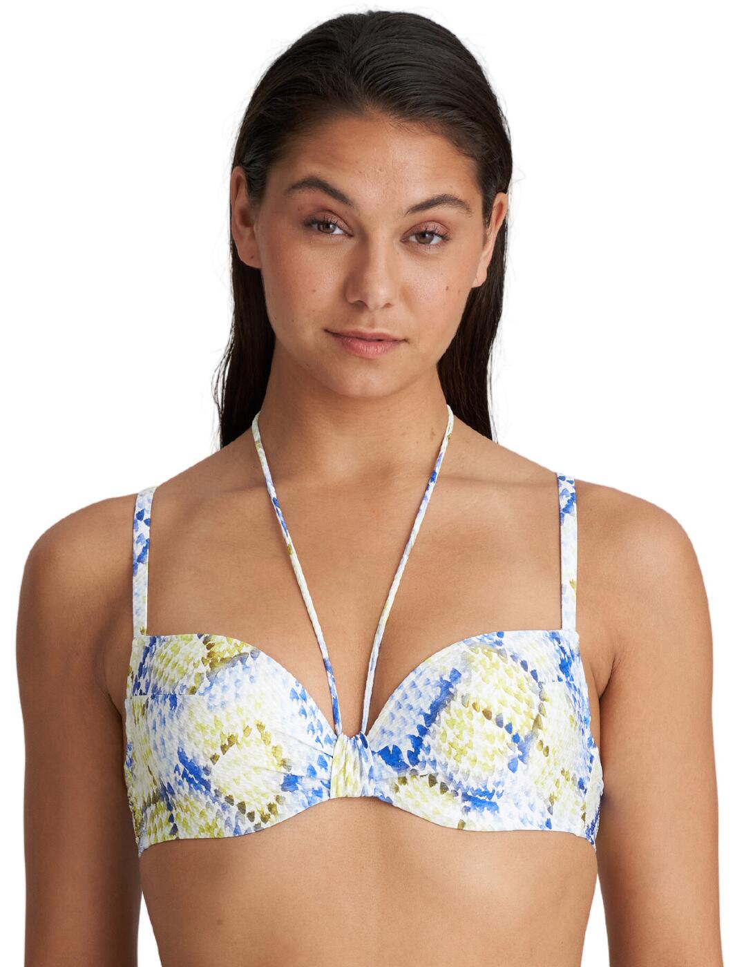 Marie Jo Lundey Plunge Bikini Top - Lime Snake - 34B