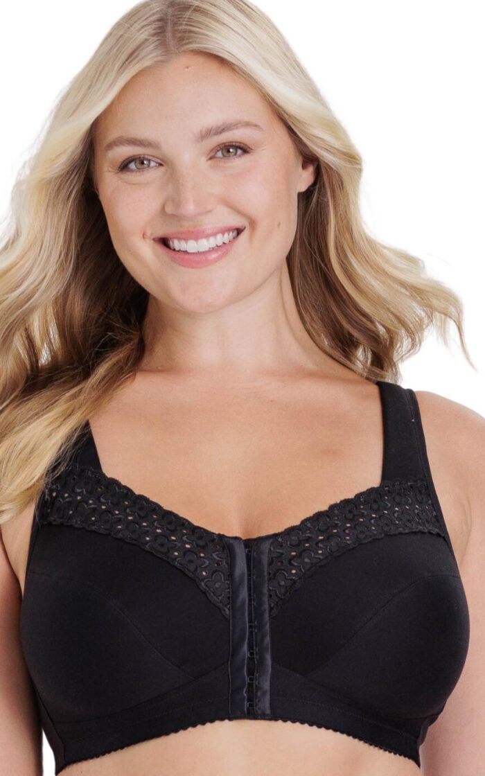 Miss Mary Of Sweden Broderie Anglaise Front Closure Bra - Black - 36B