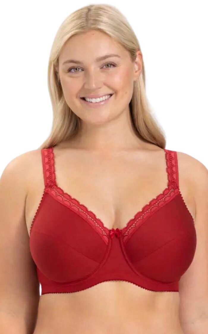Miss Mary Of Sweden Cotton Comfort Bra - English Red - 36B