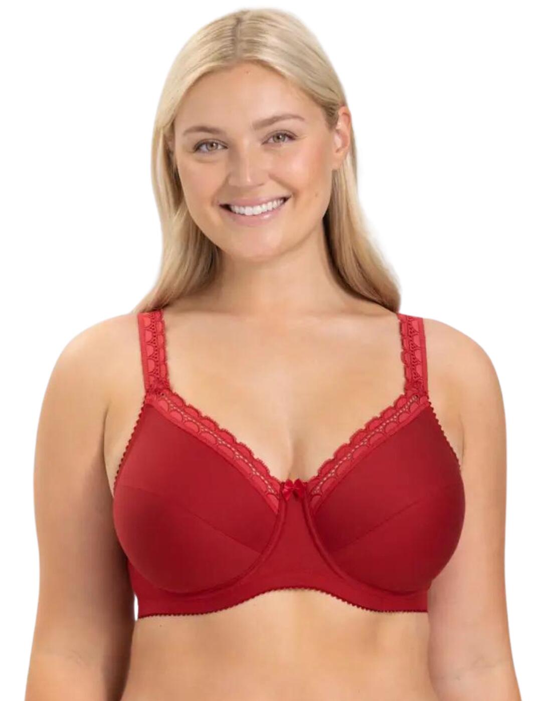 Miss Mary Of Sweden Cotton Comfort Bra - English Red - 36B