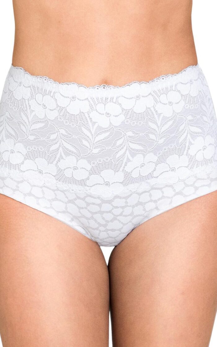 Miss Mary Of Sweden Jacquard & Lace Deep Brief - White - L - 14