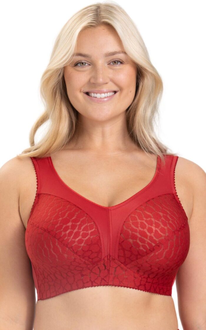 Miss Mary Of Sweden Lovely Jacquard Non Wired Full Cup Bra - English Red - 36B