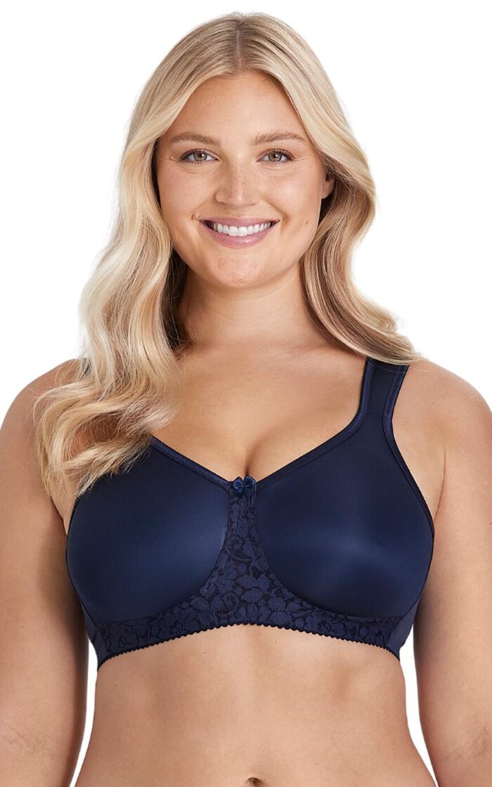 Miss Mary Of Sweden Smooth Lacy T Shirt Bra - Dark Blue - 36B