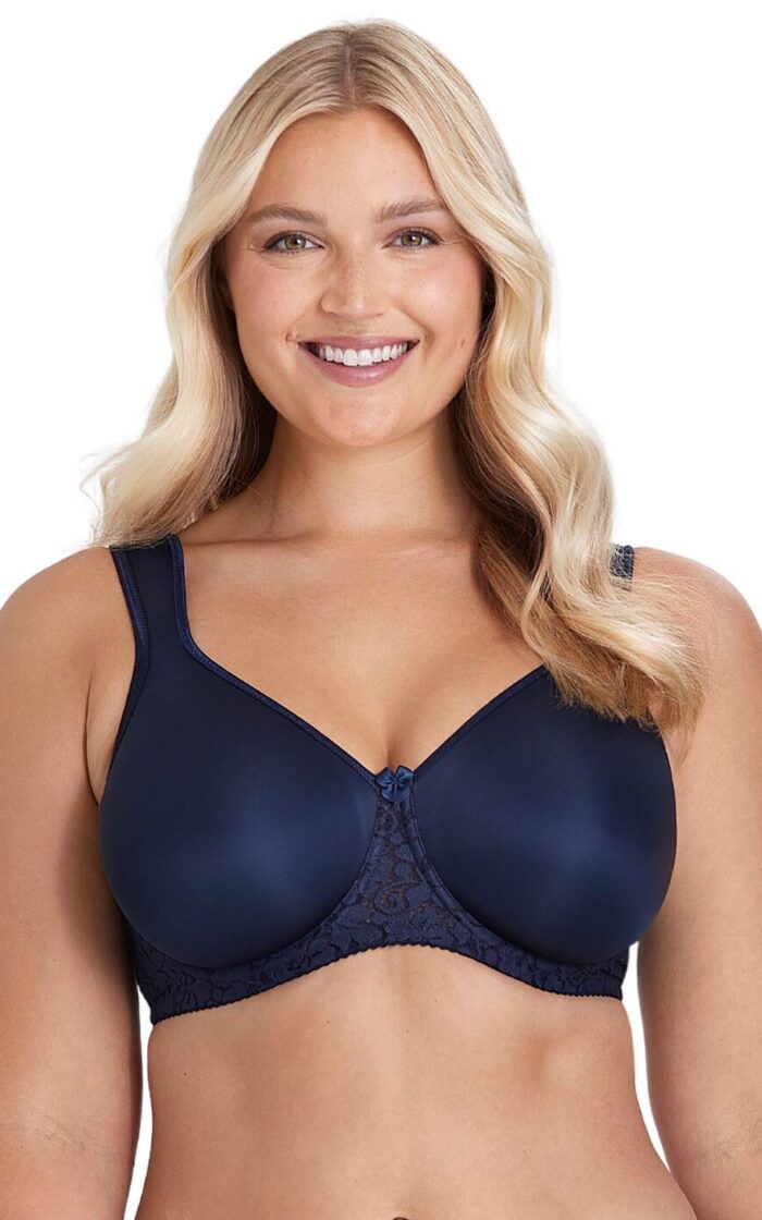 Miss Mary Of Sweden Smooth Lacy T Shirt Bra - Dark Blue - 40B